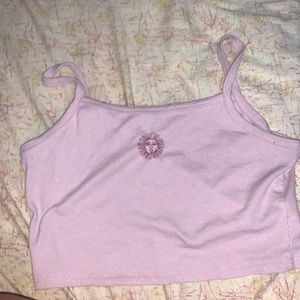 pink crop top with sun design